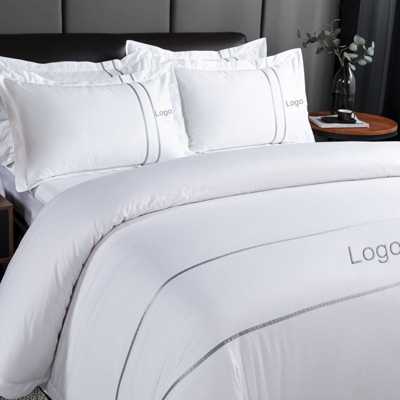 Tape Dekorasyon Customized Logo Hotel Linen Bedding Set Tape Dekorasyon Customized Logo Hotel Linen Bedding Set