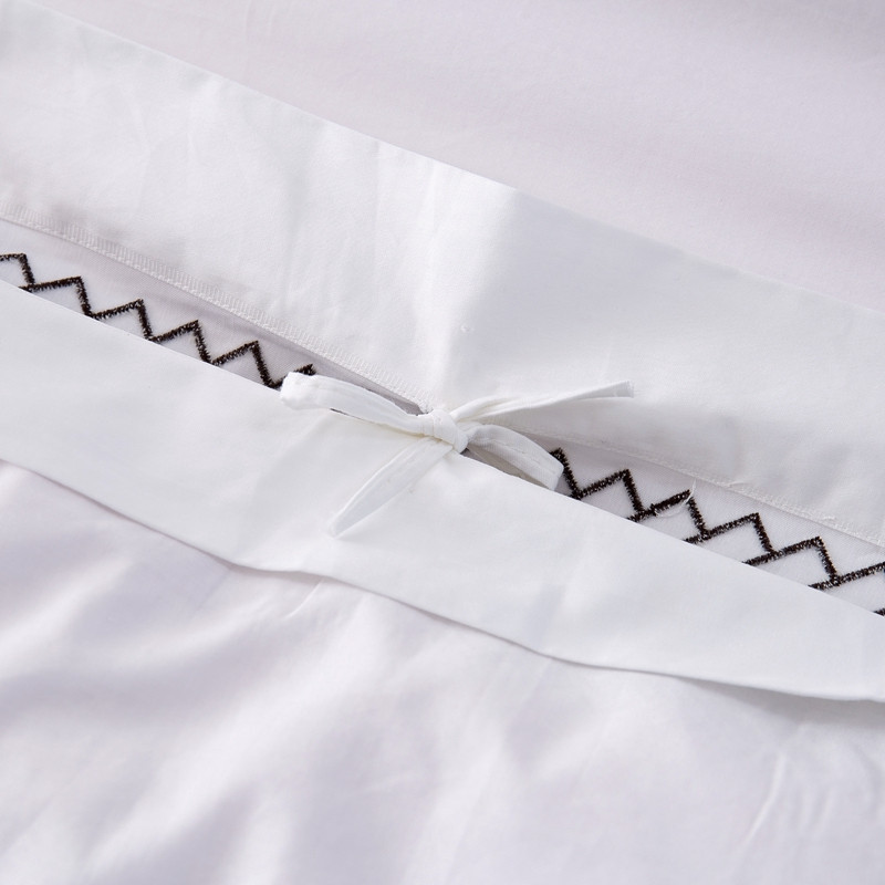 White 6080S 100% Cotton Arrow Embroidered Hotel Bedroom Bedding Sheet Set White 6080S 100% Cotton Arrow Embroidered Hotel Bedroom Bedding Sheet Set