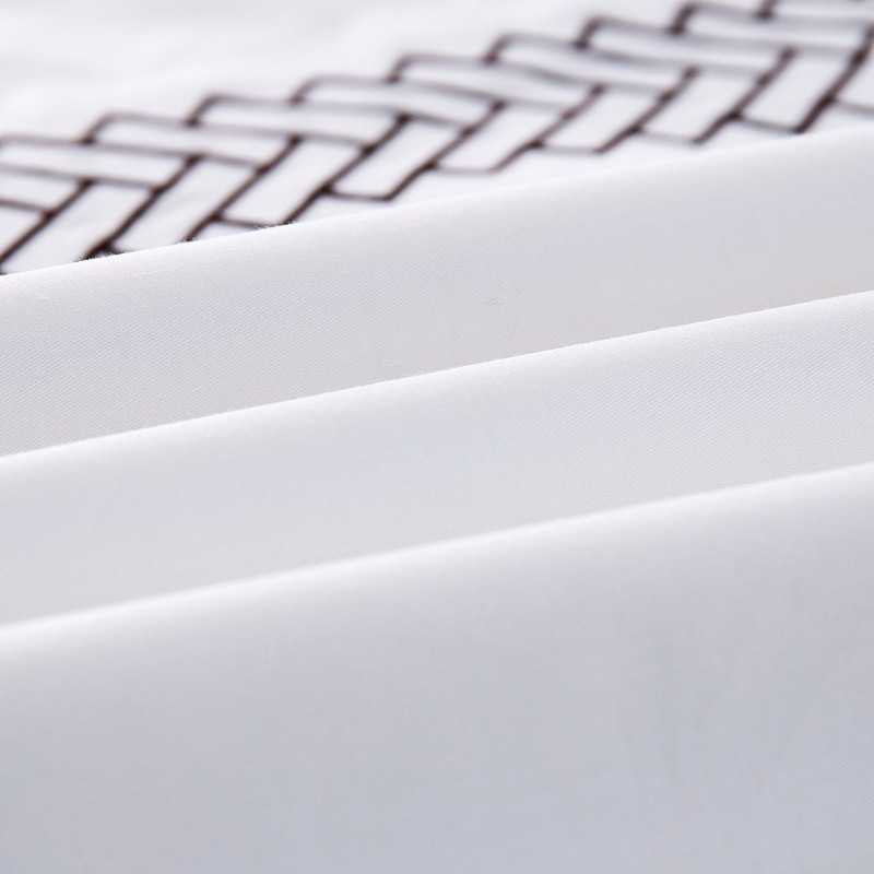 White 6080S 100% Cotton Arrow Embroidered Hotel Bedroom Bedding Sheet Set White 6080S 100% Cotton Arrow Embroidered Hotel Bedroom Bedding Sheet Set