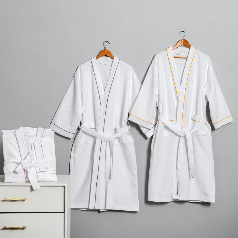 100% Pure Cotton Small Waffle Kimono Collar Hotel Bathrobe