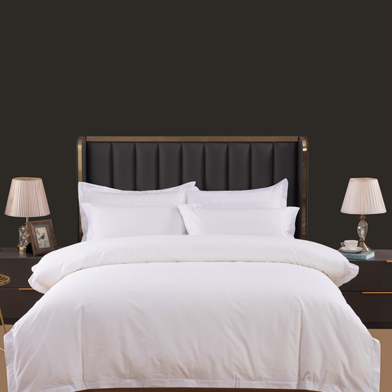 6080S 400TC 100% Cotton Sateen Plain White Hotel Bedding Set