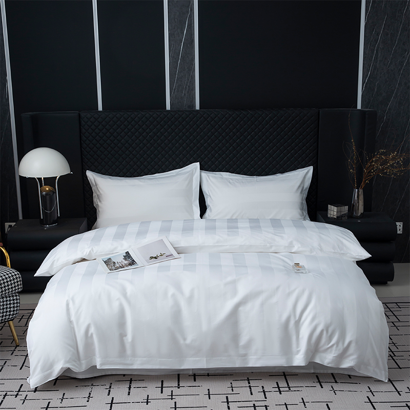 7cm Sateen Stripe Plain White 750TC 100% Cotton Para sa Five Star Hotel Bedding Set