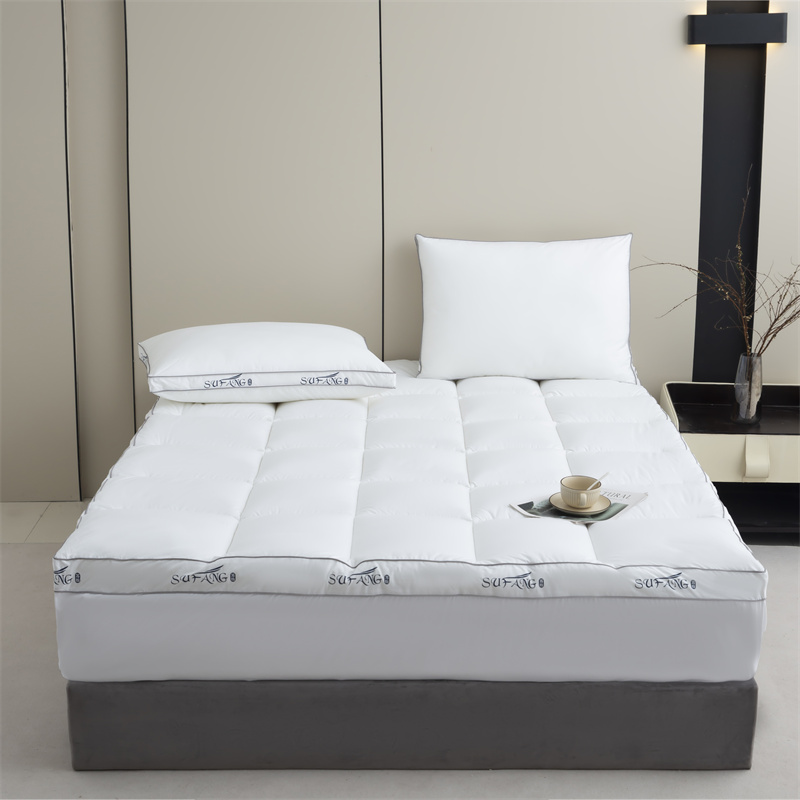 Customized Print Logo Microfiber Filling 40s Downproof Fabric na may Piping Mattress Topper