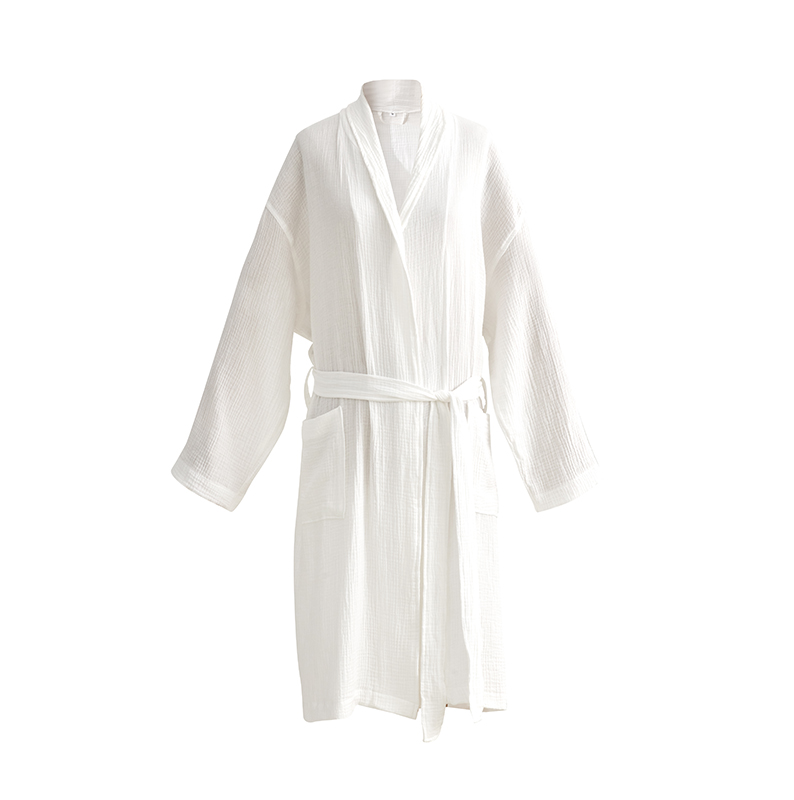 Doble-layer na Gauze Cotton Fabric Shawl Collar Hotel Bathrobe