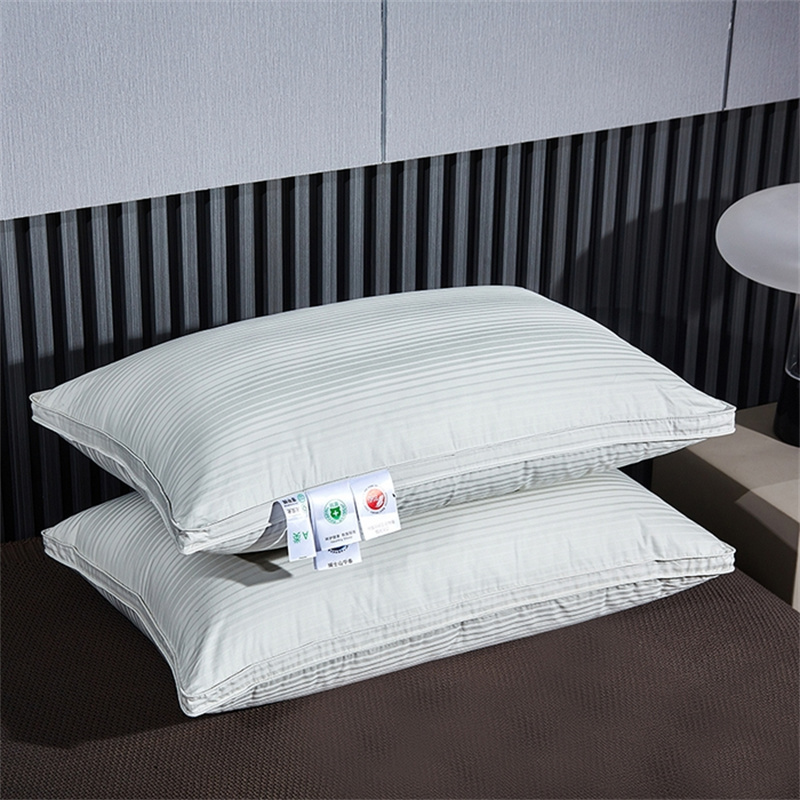 Duck Down Tatlong Layer na Filling Pillow Sateen Stripe Pillow