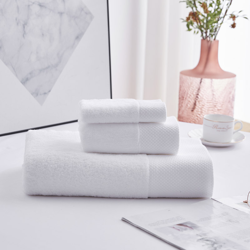Jacquard Border Hotel na puting Bath Towel