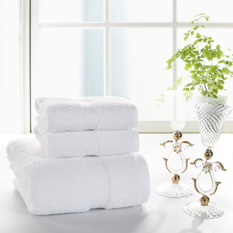Jacquard Towel Set Banyo ng Hotel Plain White