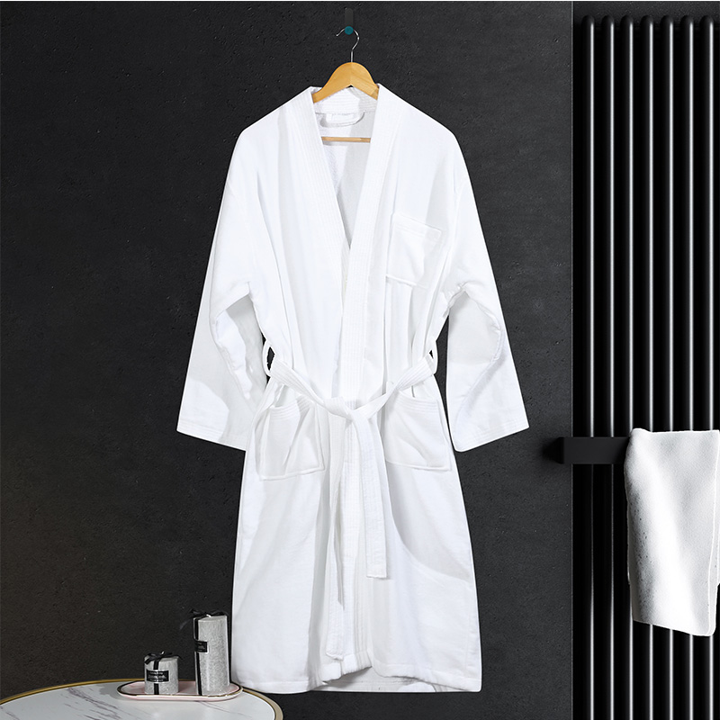 Soft Terry Material High GSM White Bathrobe na may Magandang Water Absorbance